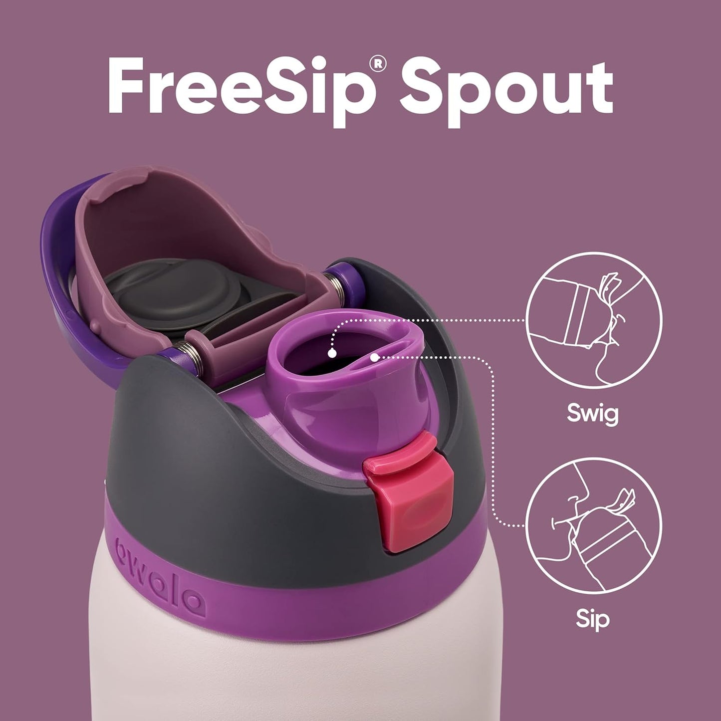 Owala FreeSip Isolierte Edelstahl-Wasserflasche mit Strohhalm für Sport und Reisen, BPA-frei, 710 ml, Shy Marshmallow