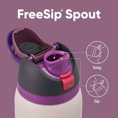 Owala FreeSip Isolierte Edelstahl-Wasserflasche mit Strohhalm für Sport und Reisen, BPA-frei, 710 ml, Shy Marshmallow