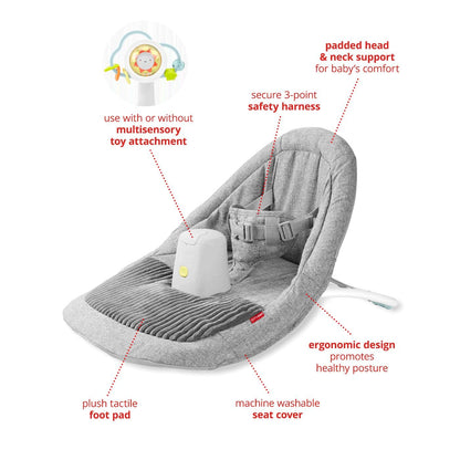 Skip Hop Baby Ergonomischer Aktivitäts-Bodenstuhl für aufrechtes Sitzen, leicht und reisefreundlich, Silver Lining Cloud Grey, Alter 0+
