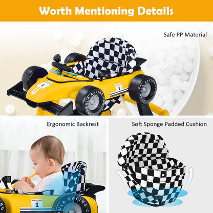 HONEY JOY 4-in-1 Baby Walker, Activity Push Walker w/3 Adjustable Heights, Smooth Wheels w/Adjustable Speed, Padded Seat, Music & Light, Foldable Car Walker for Baby Boys Girls Age 6 Months+ (Blue)