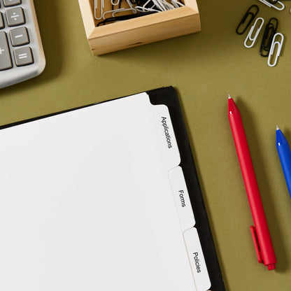 Avery 5 Tab Dividers for 3 Ring Binder, Easy Print & Apply Clear Label Strip, Index Maker Customizable White Tabs, 50 Sets (11556)