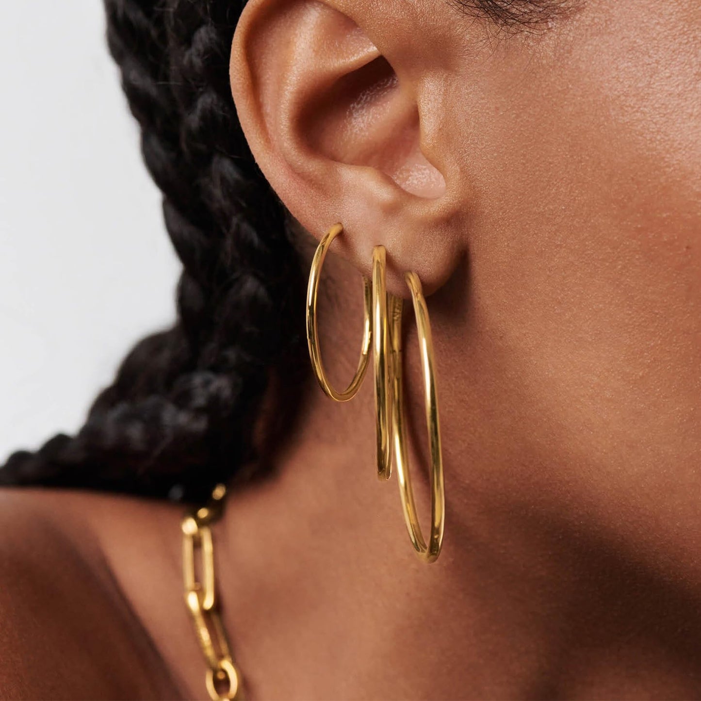 Große Gold Creolen für Frauen, Hypoallergene Dünne Gold Creolen, Sterling Silber Creolen für Damen, Extra Große, Mittelgroße, Große Creolen