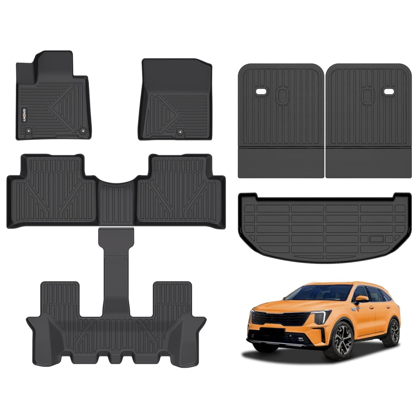 GINOWY-Floor Mats for Toyota 4Runner 1996-2002,1st+2nd Row,TPE All Weather Car Mats Custom Fit Rubber Floor Liners Car Accessories for Toyota 4Runner