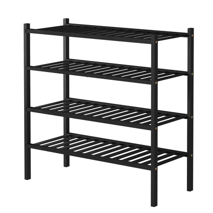 ROMGUAR CRAFT 3 Tier Bamboo Shoe Rack for Closet Free Standing Wood Shoe Shelf Storage Organizer for Entryway Small Space Stackable 27"x11"x20" (Natural)