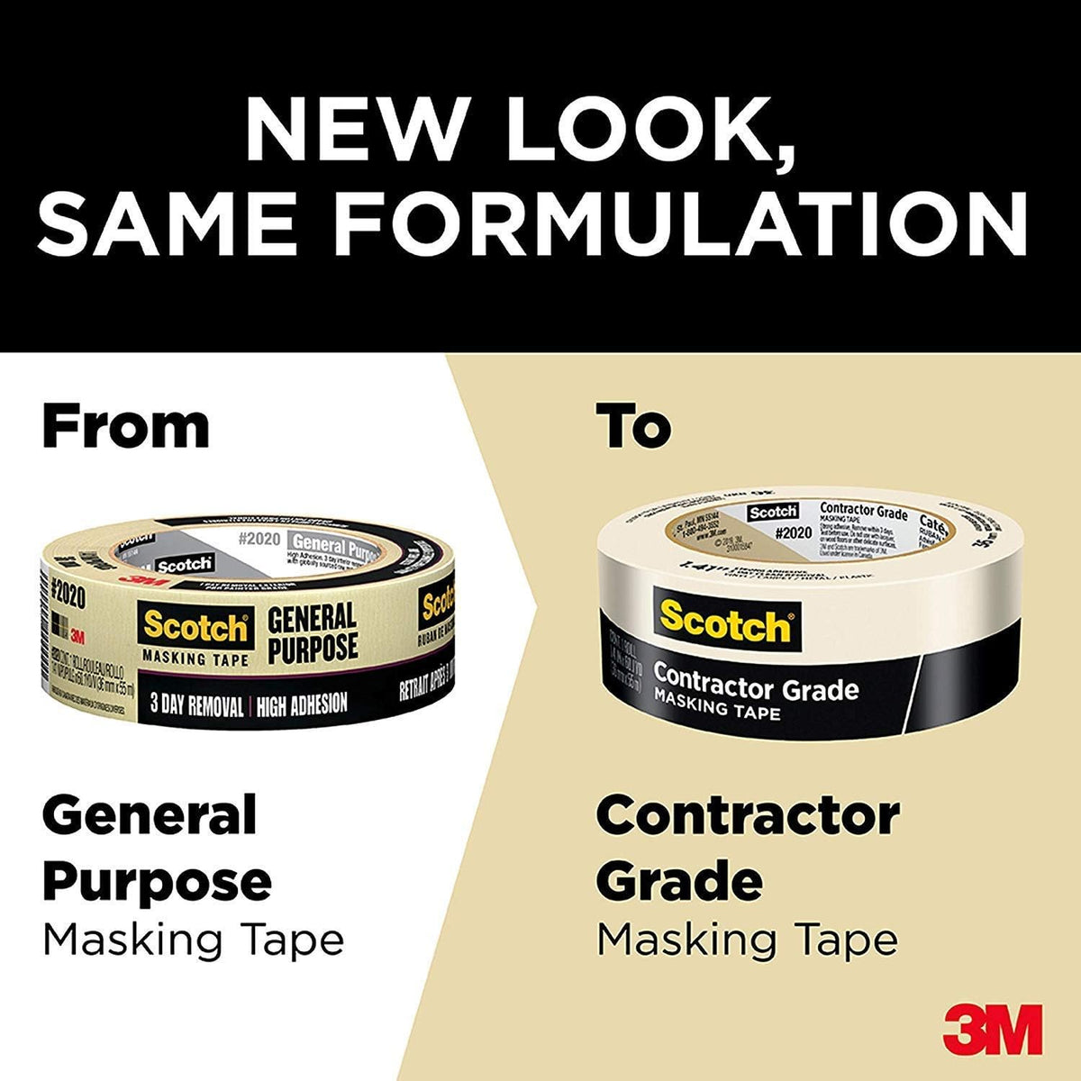 Scotch Contractor Grade Masking Tape, 0.94 inches by 60.1 yards (360 yards total), 2020, 6 Rolls