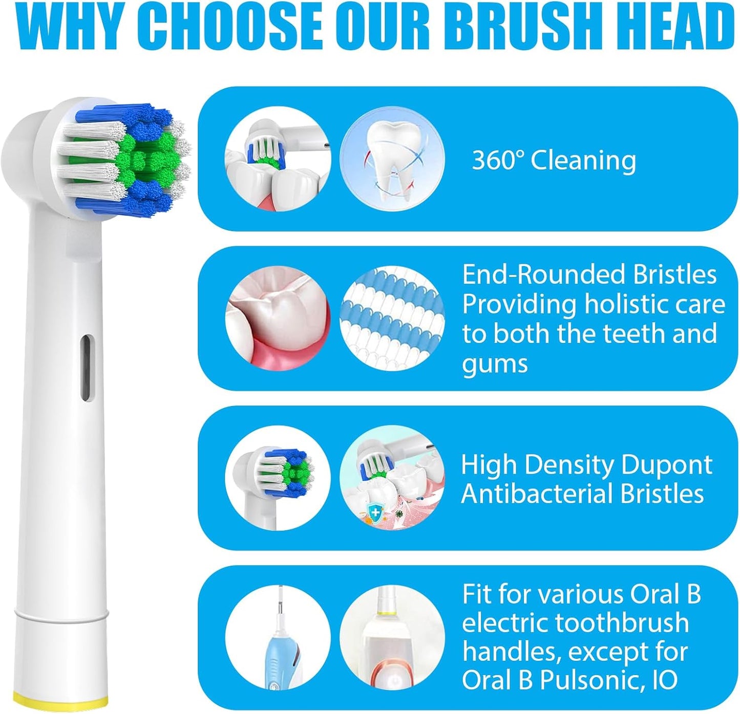 Ersatz-Zahnbürstenköpfe kompatibel mit Oral B Braun, 20 Stück professionelle elektrische Zahnbürstenköpfe Ersatzköpfe für Oral B Nachfüllpackung Pro 500/1000/1500/3000/3757/5000/7000/7500/8000