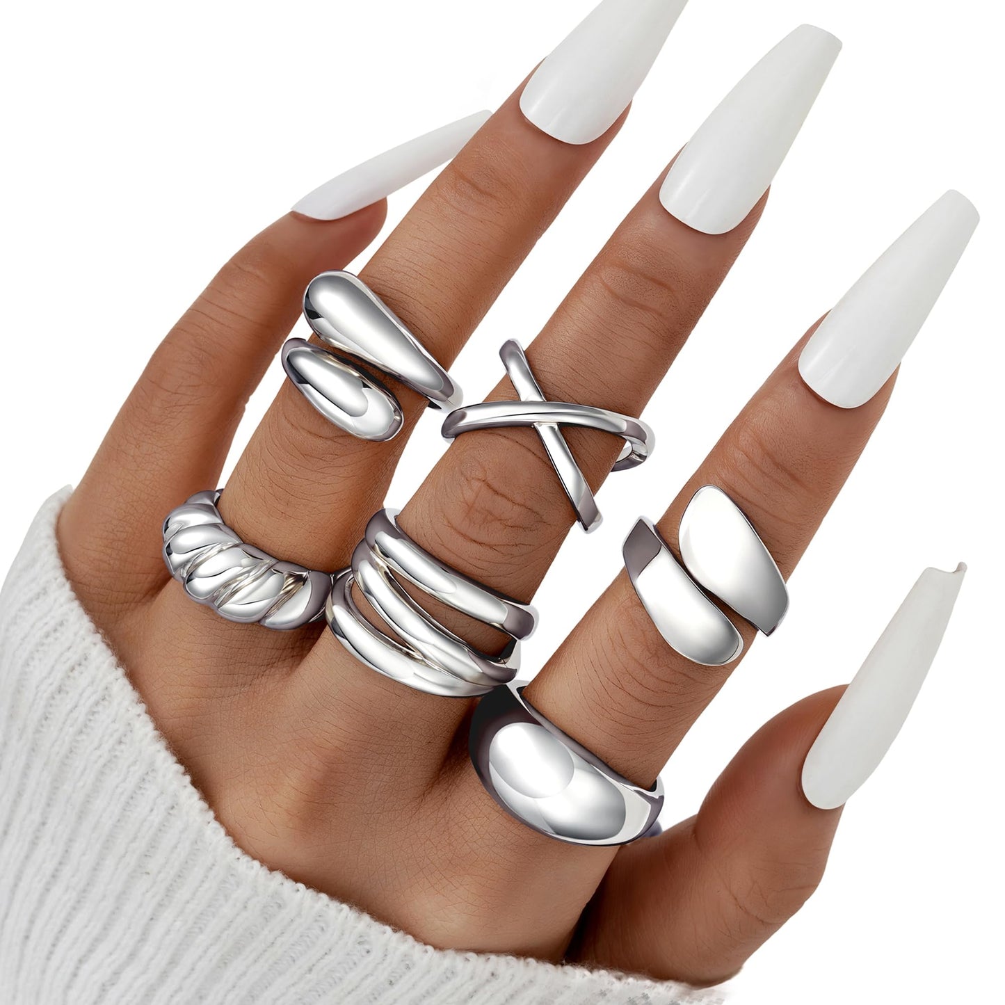 YEEZII Chunky Gold Rings for Women Non Tarnish, 18K Gold Plated Stackable Thumb Ring, Statement Women Rings Set