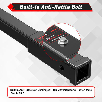 TYT Adjustable Truck Trailer Hitch for 2 inch Receiver, 6" Drop/Rise Tow Hitch with Dual Balls (2" & 2-5/16"), Compatible with Heavy-Duty Trailer Systems up to 20,000 lbs, Includes Hitch Tightener