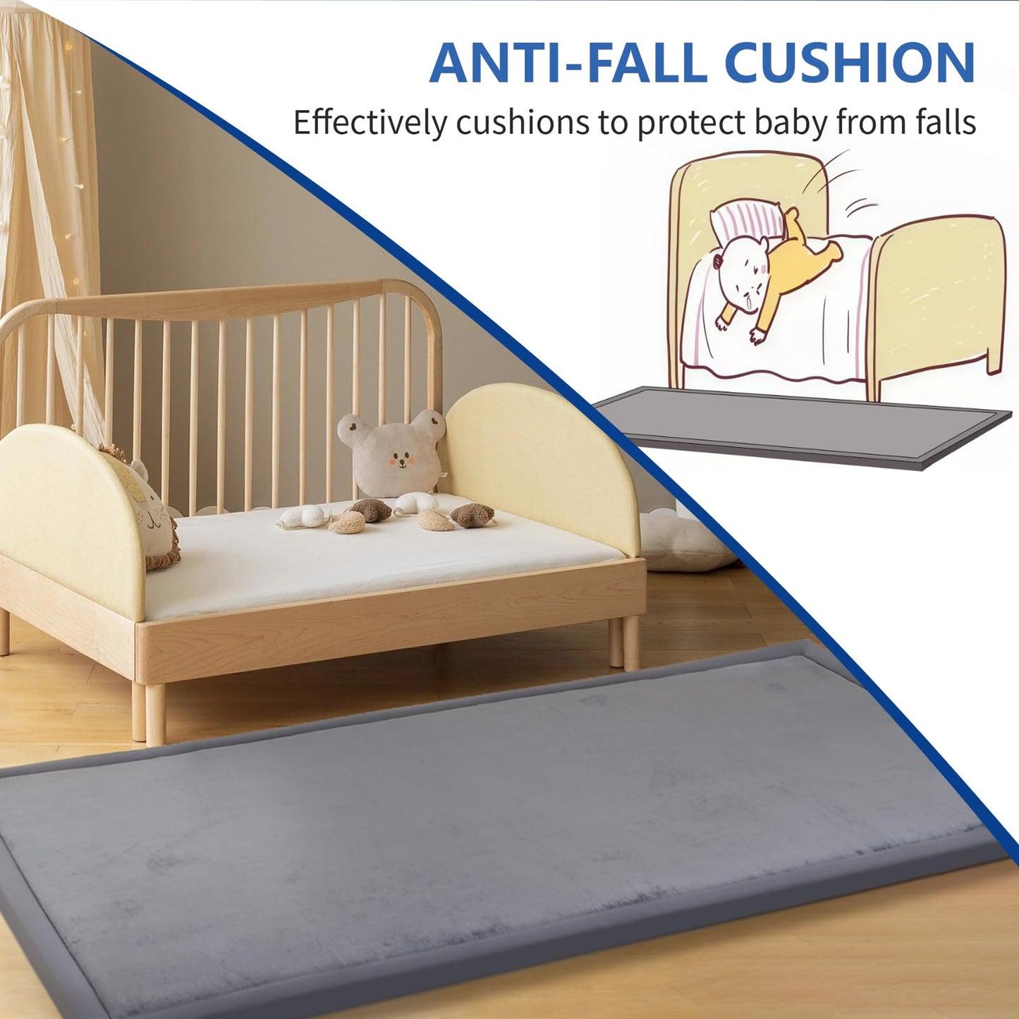 Huloo Sleep Ultra Soft Baby Spielmatte für den Boden, 3,3 cm dicke Elasti-Foam 127x127 cm Laufgittermatte für Kleinkinder, rutschfeste Rückseite, sicher zum Krabbeln und für die Bauchlage, Tatami-Stil (Dunkelgrau)