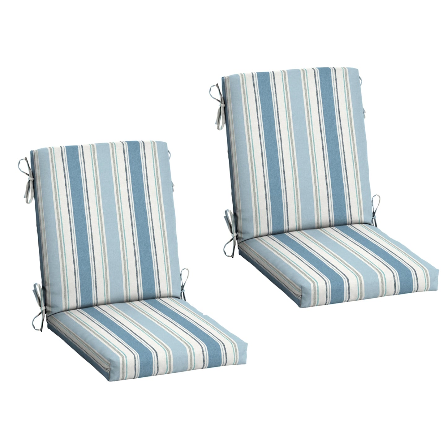 Arden 2-Pack Outdoor Patio Dining Chair Cushion, 20x44, Rain-Proof Seat Pad, Fade-Resistant Outdoor Cushion Black Cabana Stripe