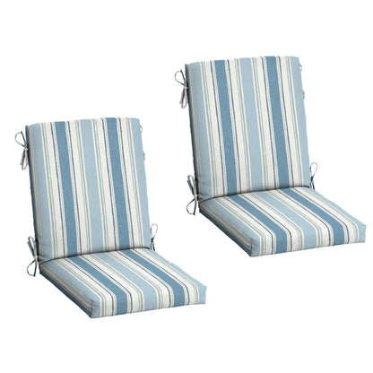 Arden 2-Pack Outdoor Patio Dining Chair Cushion, 20x44, Rain-Proof Seat Pad, Fade-Resistant Outdoor Cushion Black Cabana Stripe