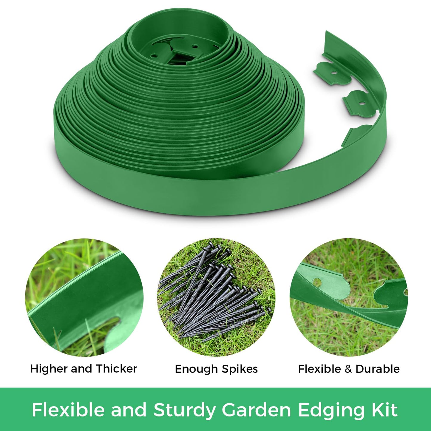 2-Inch x 100 FT Landscape Edging Border with 150 Stakes, Plastic Edging for Landscaping Garden Edging Border, Flexible Landscaping Edging for Garden Flower Beds Yard Lawn Pathway Paver (Black)