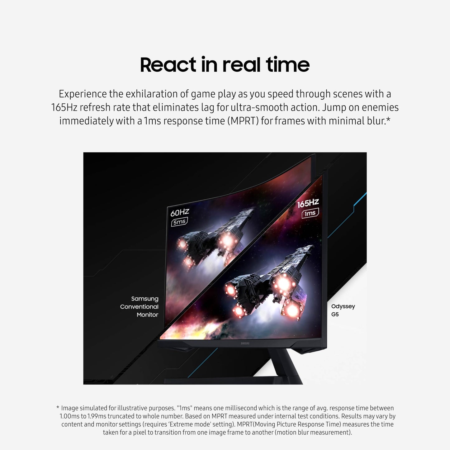 SAMSUNG 32" Odyssey G55C Series QHD 1000R Curved Gaming Monitor, 1ms(MPRT), HDR10, 165Hz, AMD Radeon FreeSync, Eye Care, Glare Free, Sharp Resolution LS32CG550ENXZA