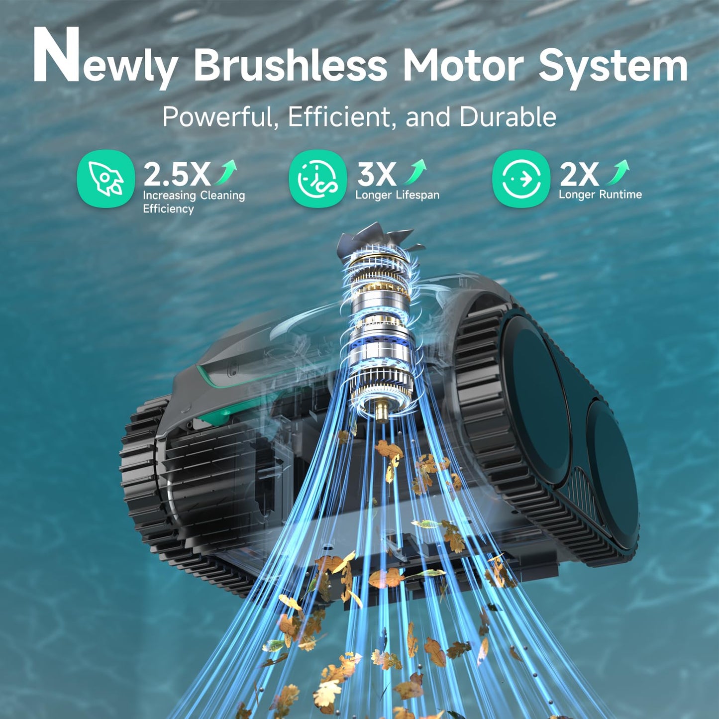 WYBOT C2 Cordless Robotic Pool Cleaner, Dual Filtrations, Floor, Wall &Waterline Cleaning, App Scheduling, Smart Navigation, Pool Vacuum for Inground Pools, Carbon Gray with Green Handle