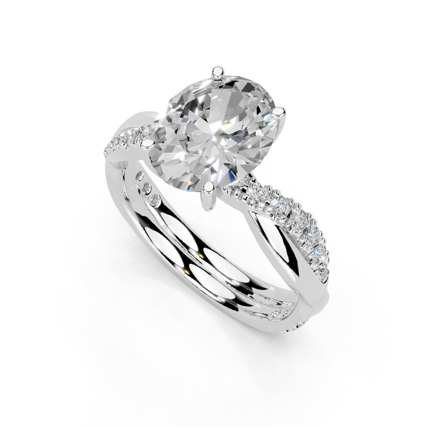 Oval Cut Lab Grown Diamond IGI Certified 4 Prong Fancy Engagement Ring in 14K Gold, Platinium for Women (1.0-5.0 Ct, F-G Color, VS1-VS2 Clarity)