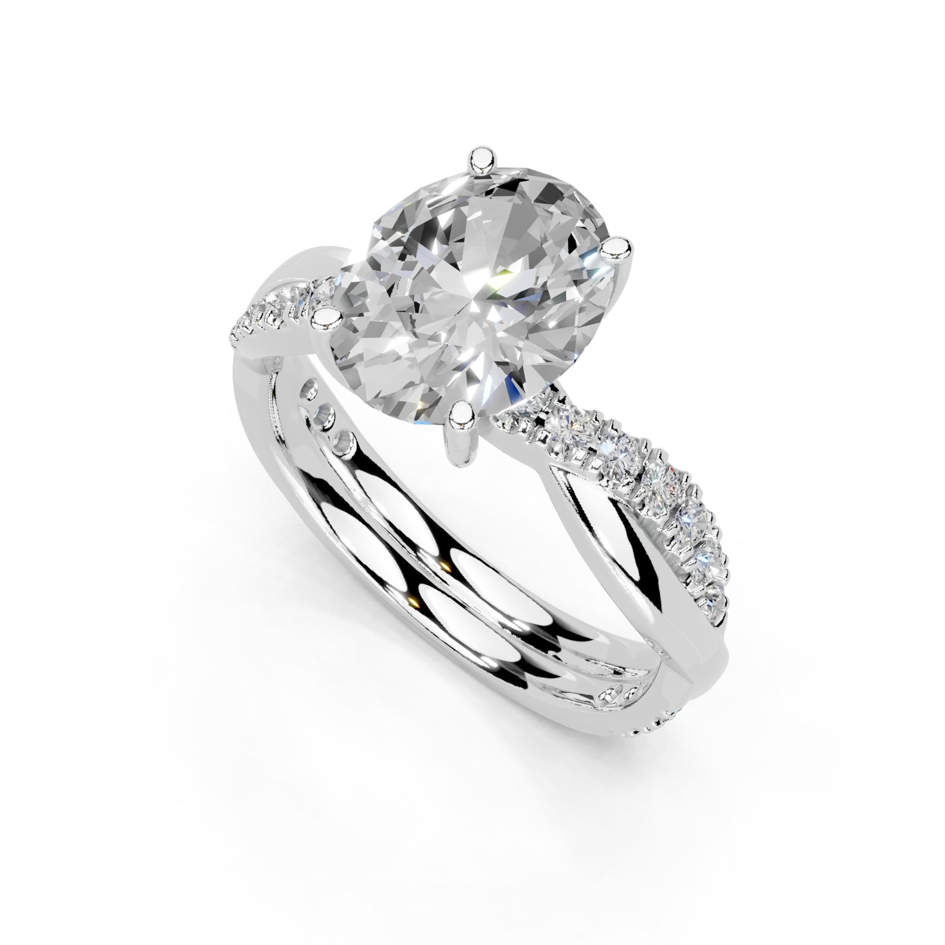 Oval Cut Lab Grown Diamond IGI Certified 4 Prong Fancy Engagement Ring in 14K Gold, Platinium for Women (1.0-5.0 Ct, F-G Color, VS1-VS2 Clarity)