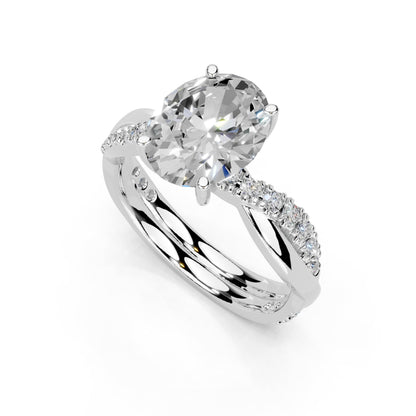 Oval Cut Lab Grown Diamond IGI Certified 4 Prong Fancy Engagement Ring in 14K Gold, Platinium for Women (1.0-5.0 Ct, F-G Color, VS1-VS2 Clarity)