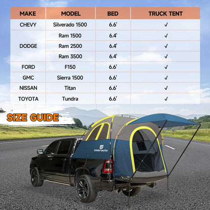 Truck Bed Tent 5.5-6ft: Easy Set Up Umburato Pickup Truck Tents for Camping, Waterproof PU3000mm Canopy for Truck Camper, Portable, Spacious for 2 Person Green