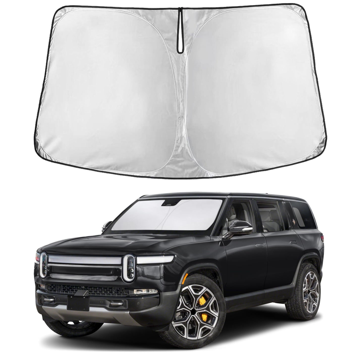 EcoNour Car Windshield Sunshade | Blocks 99% Heat & Keeps Interior Cool | Universal Fits Cars, SUVs, Trucks | Automotive Sun Screen, Visor & Car Accessories for Summer | Medium (64x32 Inches)