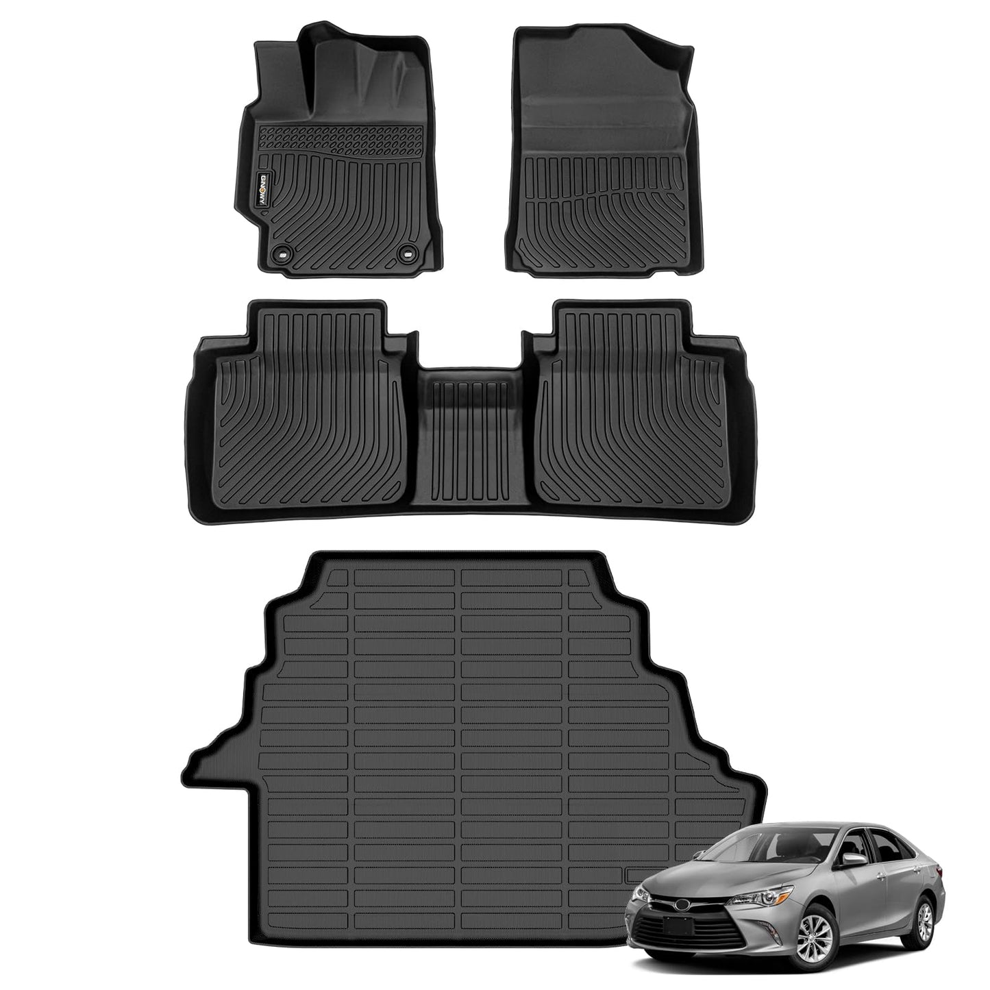 GINOWY-Floor Mats for Toyota 4Runner 1996-2002,1st+2nd Row,TPE All Weather Car Mats Custom Fit Rubber Floor Liners Car Accessories for Toyota 4Runner