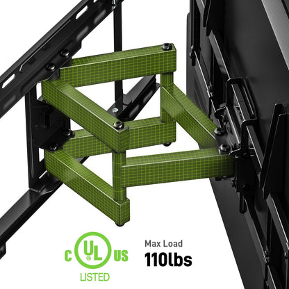 USX MOUNT TV Wall Mount for 32-74 inch Flat Screen/LED/4K up to 110lbs, Full Motion TV Mount Bracket with Swivel & Tilt Articulating Dual Arms, Max VESA 400x400mm, Fits 12/16" Wood Studs