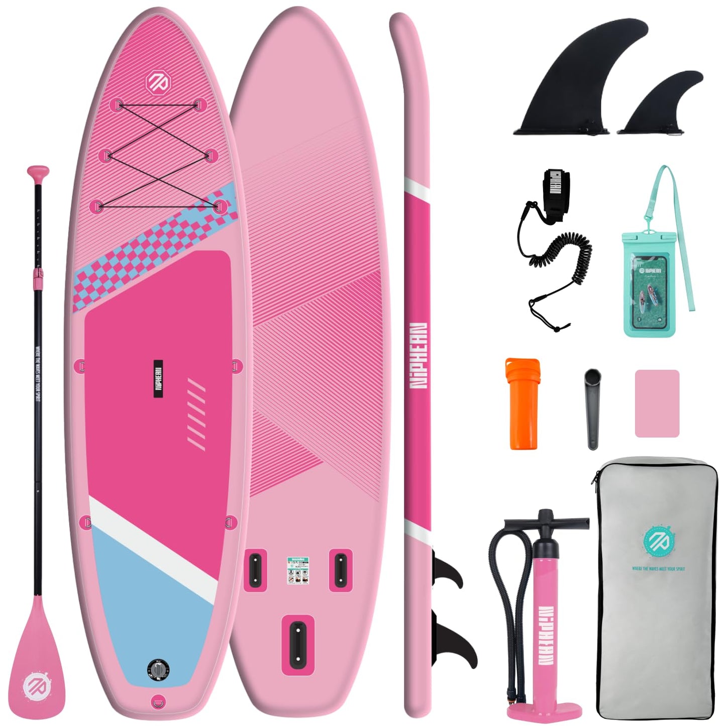 Niphean Inflatable Stand Up Paddle Board with SUP Accessories, Anti-Slip EVA Deck, 10’6’’ Inflatable Paddle Boards for Adults & Youth of All Skill Levels