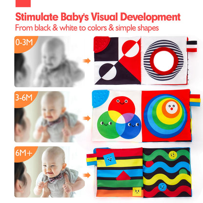 hahaland Babybücher 0-6 Monate, Bauchzeit Spielzeug für Säuglinge, sensorisches Spielzeug 6 bis 12 Monate, Fühlbuch, Reisespielzeug, Geschenke für Jungen und Mädchen 0-3 Monate, Babyparty, Geburtstag, Osterkorbfüller (Einzeln)