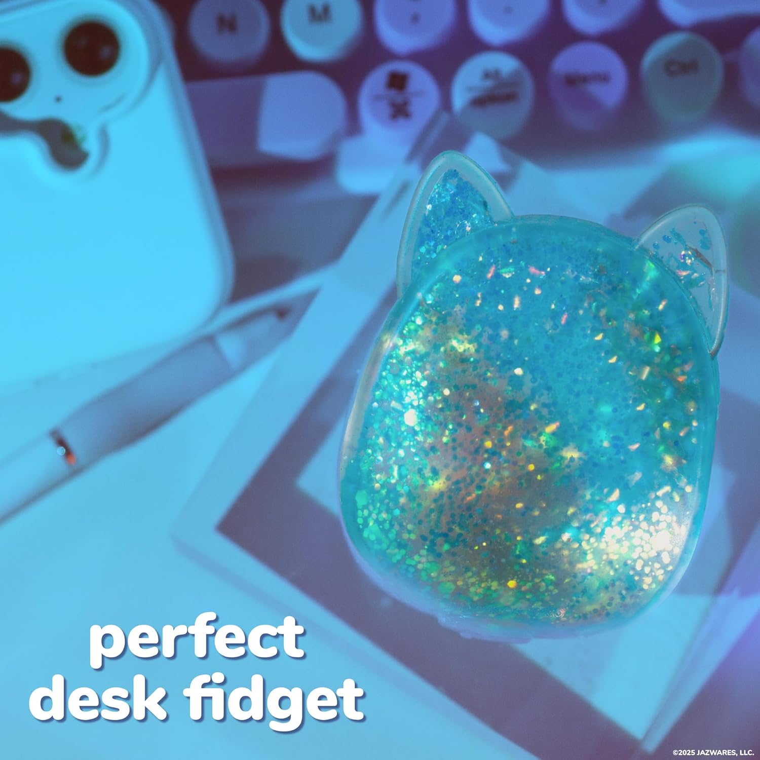 Original Squishmallows™ SLIMYGLOOP Blue Gelli Gels™, Slow Rising Sensory Squeeze Toy with Glitter, Gel Filled Fidget Toys