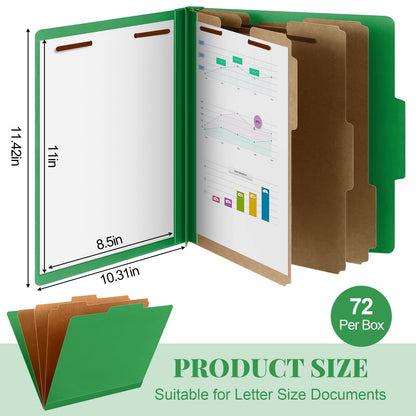 Skyygemm 60 Pcs Classification Folders Letter Size, 3 Divider Pressboard File Folder with Fasteners, Expanding File Organizer Bulk for Documents, Projects, Reports, School Teacher, Office (Orange)