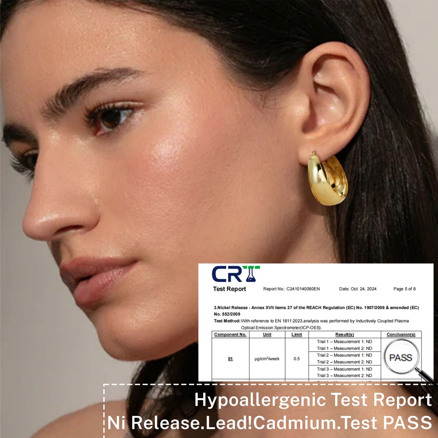 Senteria Dicke, klobige, vergoldete Creolen für Frauen, hypoallergene, 14K vergoldete Creolen, leichte, große goldene Creolen für Frauen, 30 MM