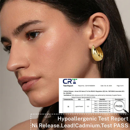 Senteria Dicke, klobige, vergoldete Creolen für Frauen, hypoallergene, 14K vergoldete Creolen, leichte, große goldene Creolen für Frauen, 30 MM