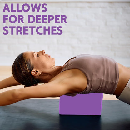 MBKHFLL (Lila-2er-Pack) Yoga-Block – Stützender latexfreier EVA-Schaumstoff – Weiche, rutschfeste Oberfläche mit abgeschrägten Kanten für Yoga, Pilates, Meditation – Yoga-Zubehör für Stabilität, Gleichgewicht, Vertiefung von Dehnungen