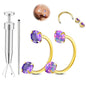 Opal Nose Ring Studs Horseshoe Nose Rings Hoops Stud 316L Stainless Steel Nose Rings Round CZ Square Screw L Shaped Nose Stud Hypoallergenic Nostril Piercing Jewelry for Women Men