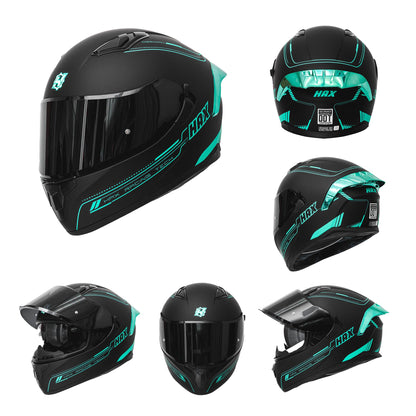 HAX Obsidian Full Face Dual Visor Adult Motorcycle Helmet for Motorbike Street Bike with Pinlock Ready DOT Approved Matte Black Gold L