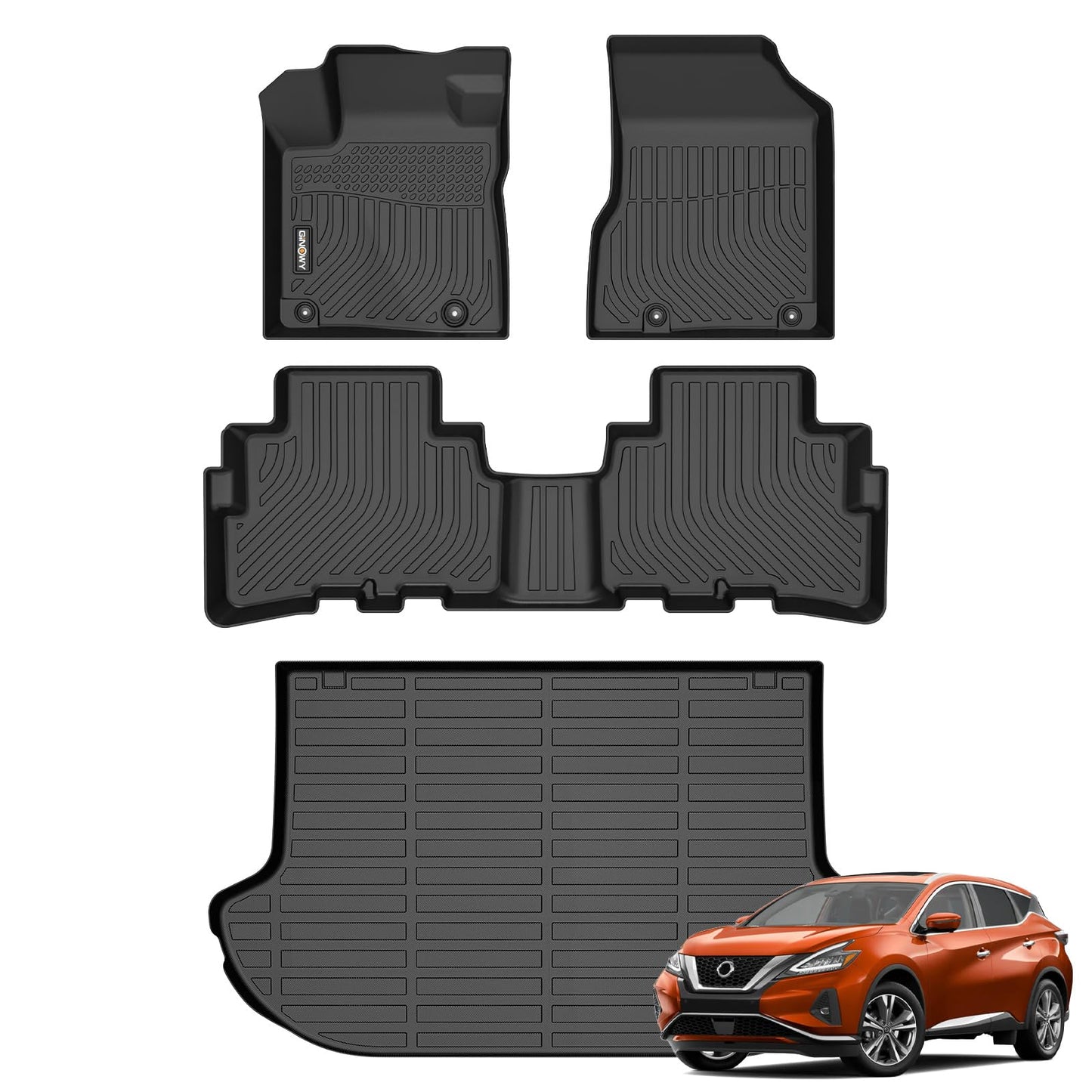 GINOWY-Floor Mats for Toyota 4Runner 1996-2002,1st+2nd Row,TPE All Weather Car Mats Custom Fit Rubber Floor Liners Car Accessories for Toyota 4Runner