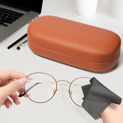 molshine Hartschalen-Leder-Sonnenbrillenetui, klassisches großes Brillenetui für Damen und Herren, Sonnenbrille (Schwarz)