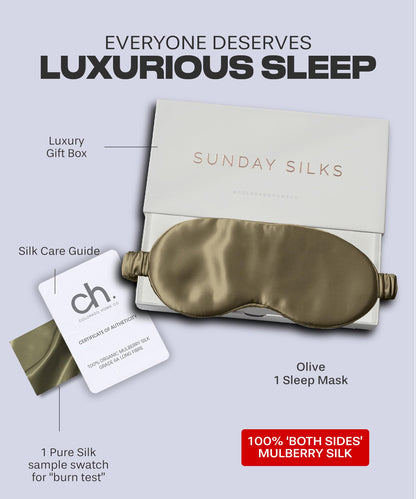 SUNDAYSILKS™ Exclusive Mulberry Silk Sleep Mask | Soft Eye Covers, Blackout Sleeping Mask for Women & Men | Silk Eye Mask for Sleep, Travel, and Relaxation | Antifaz para Dormir [Nude Champagne]