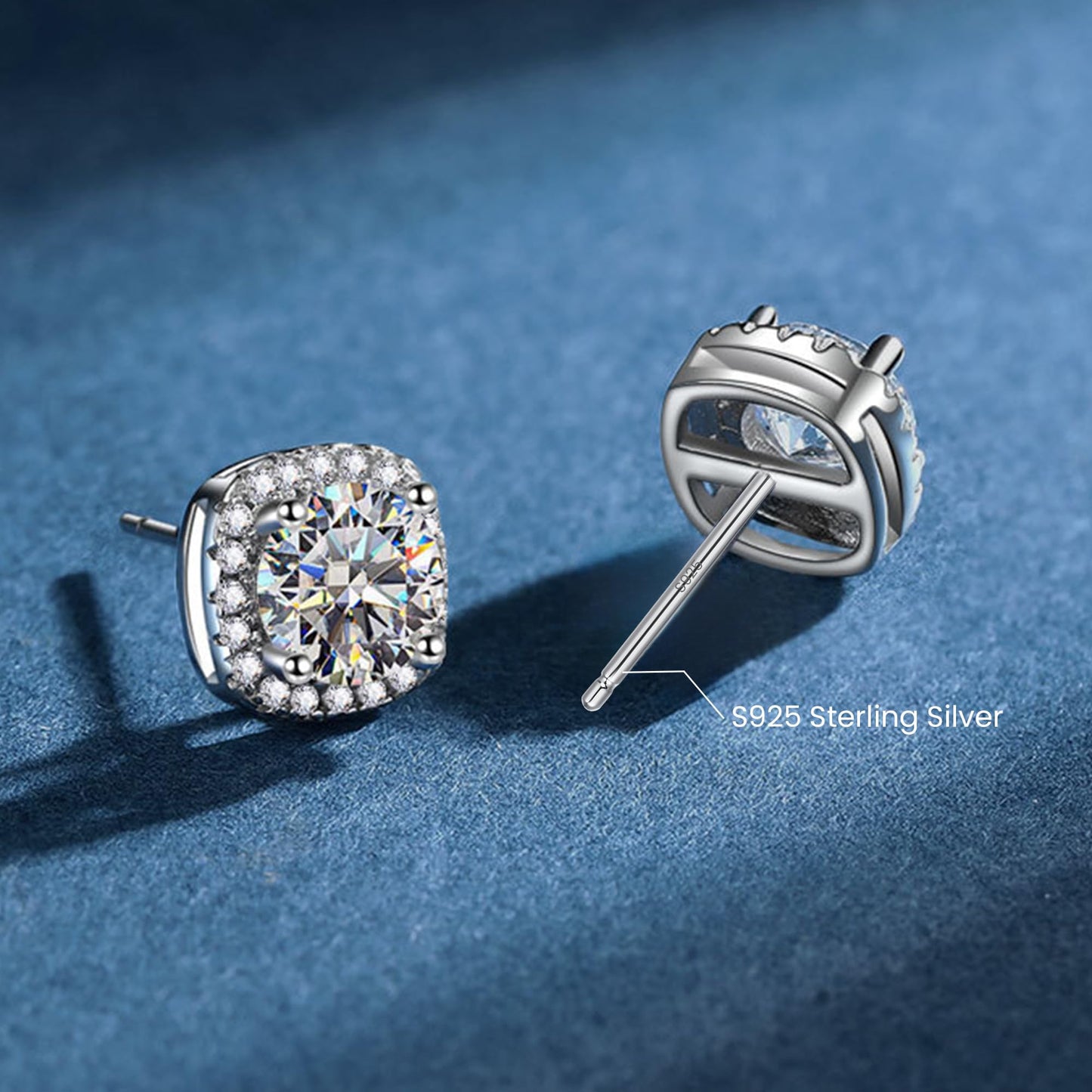 Sereney Dance Ohrringe 925 Sterling Silber Halo Stecker Hypoallergene Ohrringe für Damen, CZ 8 mm Runde Zirkonia Ohrstecker Ohrringe für Herren