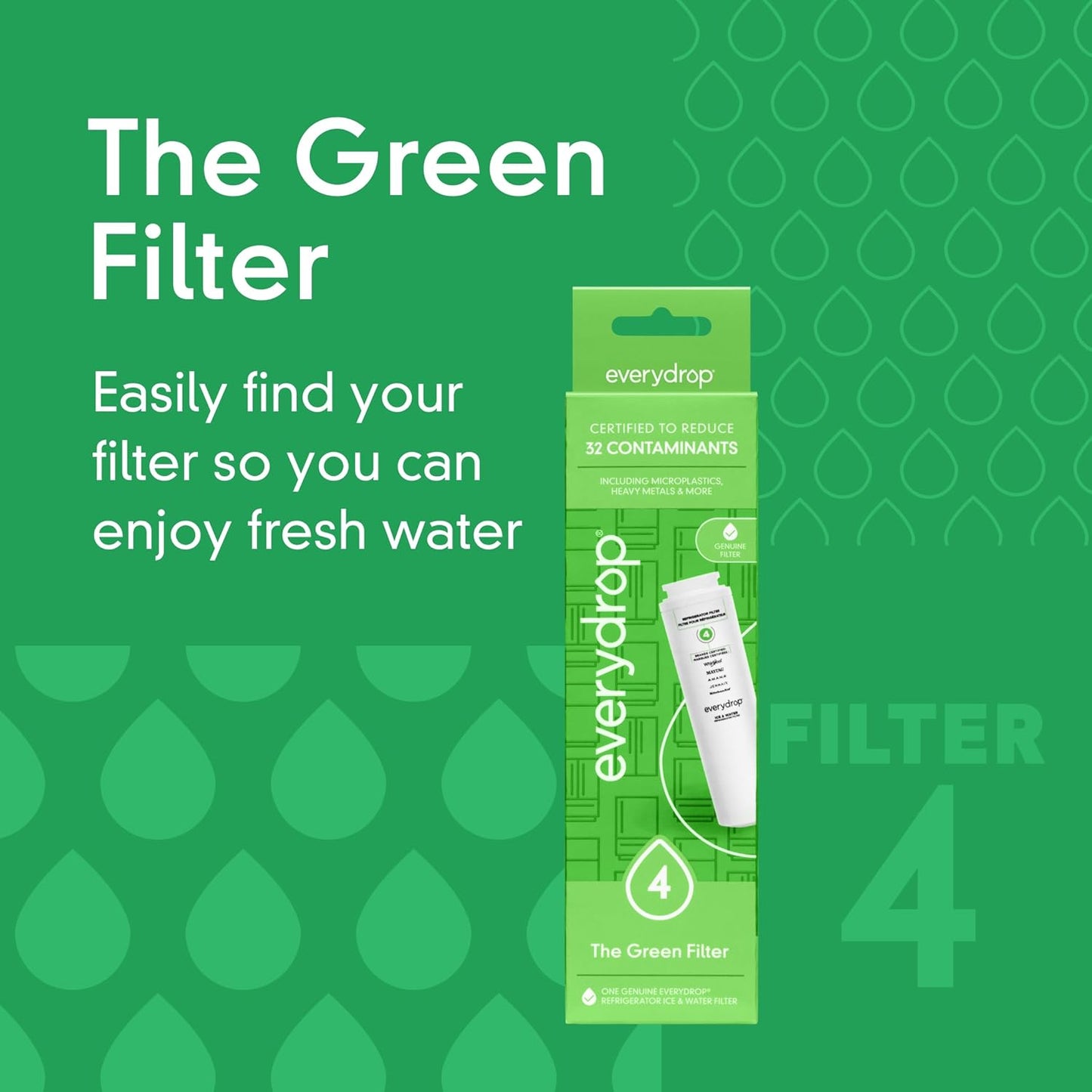 Clean Drinking Water Made Easy with everydrop by Whirlpool Ice and Water Refrigerator Filter 4