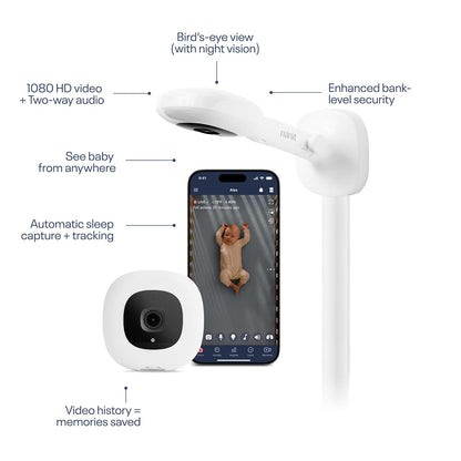 Nanit Nursery Bundle Smart Baby Monitor with Wall Mount – 1080p HD Wi-Fi Camera, Monitoring, Sleep Tracking, Two-Way Audio, Night Vision, Motion & Cry Notifications, White