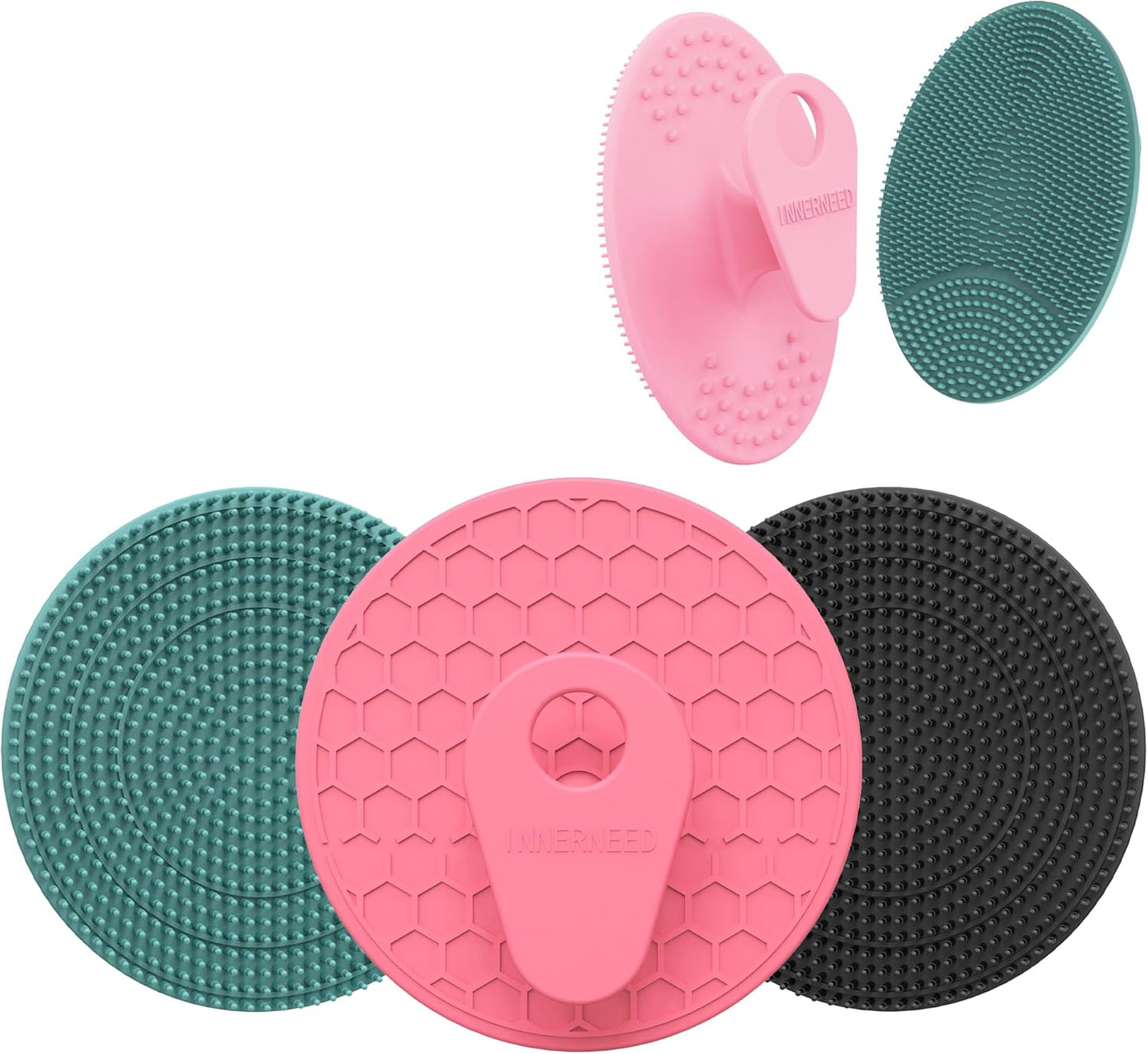 INNERNEED Duschbürste aus weichem Silikon in Lebensmittelqualität, Hand-Körperbürste zur Hautreinigung, sanftes Peeling, gute Schaumbildung (Schwarz)