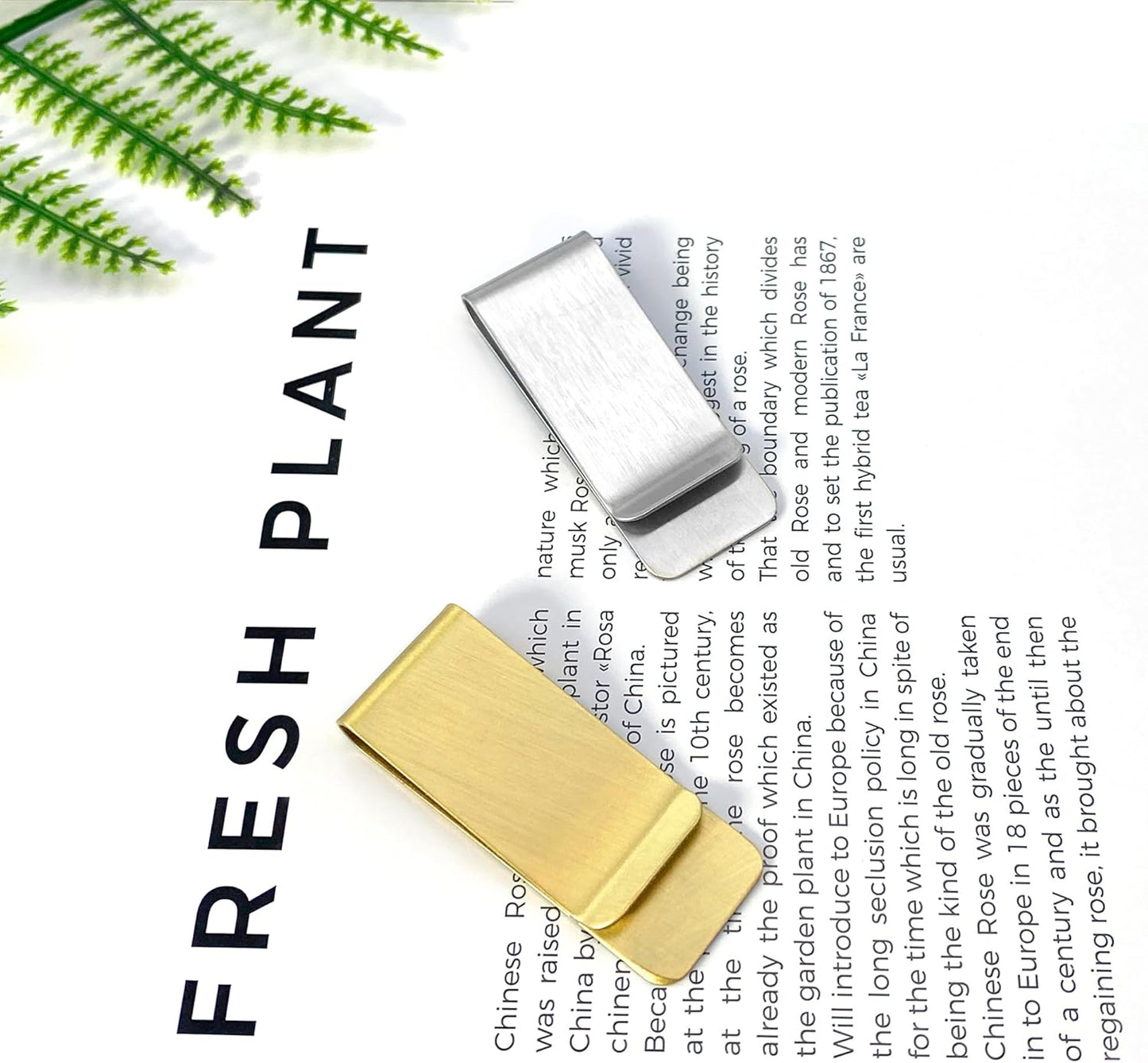 2 PCS Stainless Steel Slim Money Clips Sturdy Cash Receipt Note Clip Credit Card Wallet Bill Holders for Men and Women - Silver and Gold