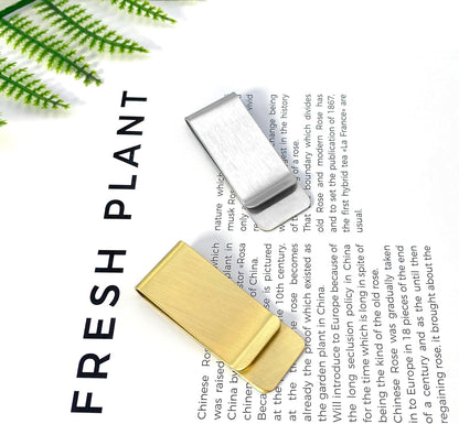 2 PCS Stainless Steel Slim Money Clips Sturdy Cash Receipt Note Clip Credit Card Wallet Bill Holders for Men and Women - Silver and Gold