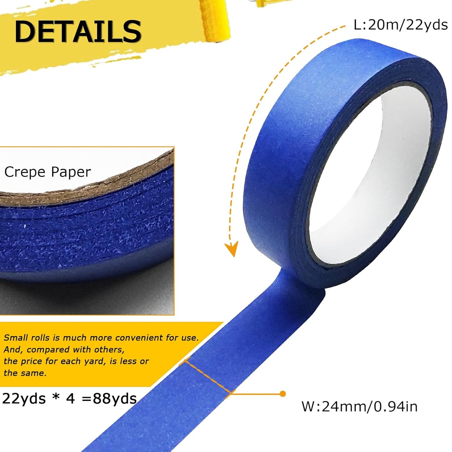 4 Rolls of Premium Painters Tape for Your Next DIY Project