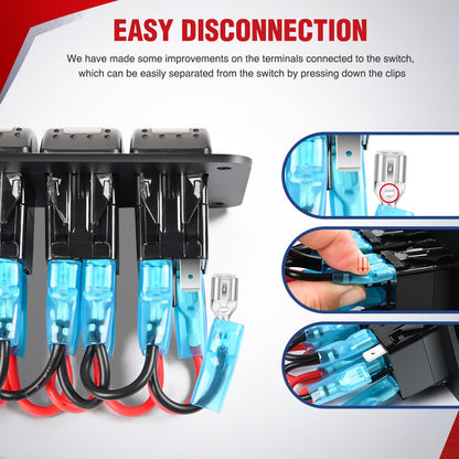 Nilight - NI -WA 06 LED Light Bar Wiring Harness Kit - 2 Leads 12V On Off Switch Power Relay Blade Fuse for Off Road Lights LED Work Light, 2 Years Warranty