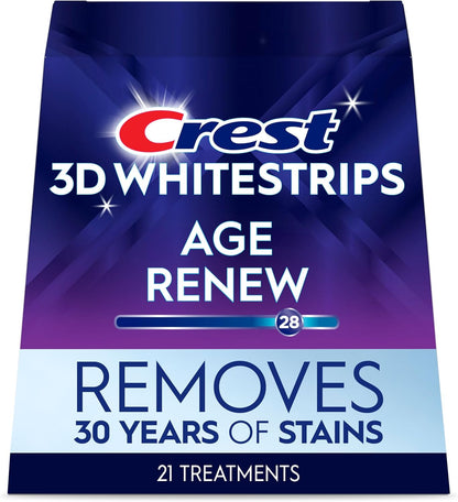 Crest 3D Whitestrips Age Renew At-home Teeth Whitening Kit, 21 Treatments, 28 Levels Whiter