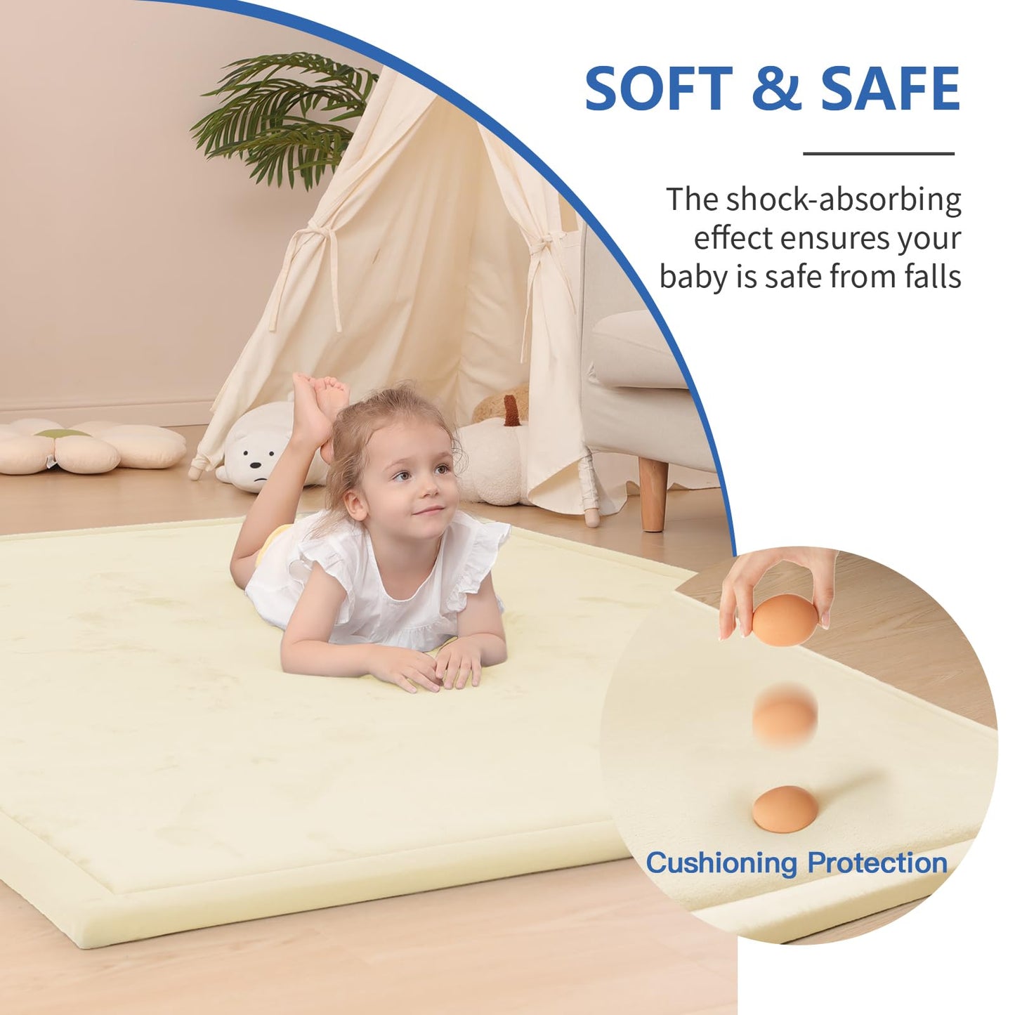 Huloo Sleep Ultra Soft Baby Spielmatte für den Boden, 3,3 cm dicke Elasti-Foam 127x127 cm Laufgittermatte für Kleinkinder, rutschfeste Rückseite, sicher zum Krabbeln und für die Bauchlage, Tatami-Stil (Dunkelgrau)