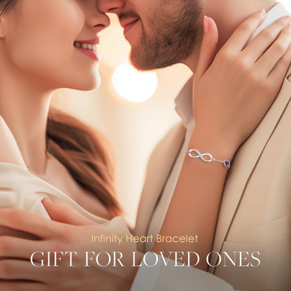 CDE Valentinstagsgeschenk Infinity Herz Geburtsstein Charm Gliederarmband für Damen 925 Sterling Silber Verstellbares Muttertags- Weihnachtsgeschenk Jubiläums- Geburtstags-Schmuck für Ehefrau Freundin Sie