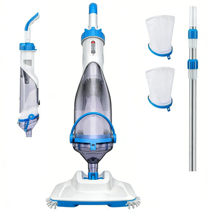 Cordless Pool Vacuum for Above Ground & Inground Pools, Consciot Handheld Rechargeable Pool Cleaner with 1110 GPH Suction, Telescopic Pole up to 87.5", 1H Runtime, See-Through Head for Debris & More