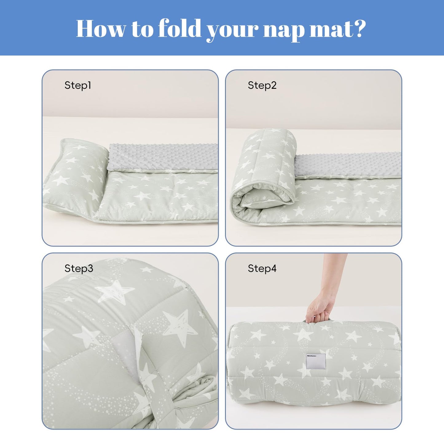 PHF Toddler Nap Mat with Removable Pillow and Minky Blanket, Rollup Design Kids Sleeping Mat, Slumber Bags for Boys, 55"x23" Toddler Sleeping Bag for Daycare Preschool Travel Camping, Space